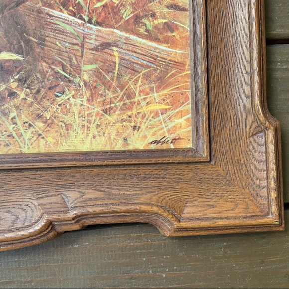 Vintage 1981 Homco Hunting Pheasant Print Faux Wood Frame Rustic Farmhouse - Picture 4 of 6
